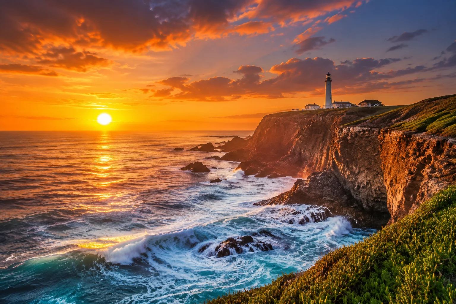 AI watermark removal example - coastal cliff landscape at sunset restored to clean HD